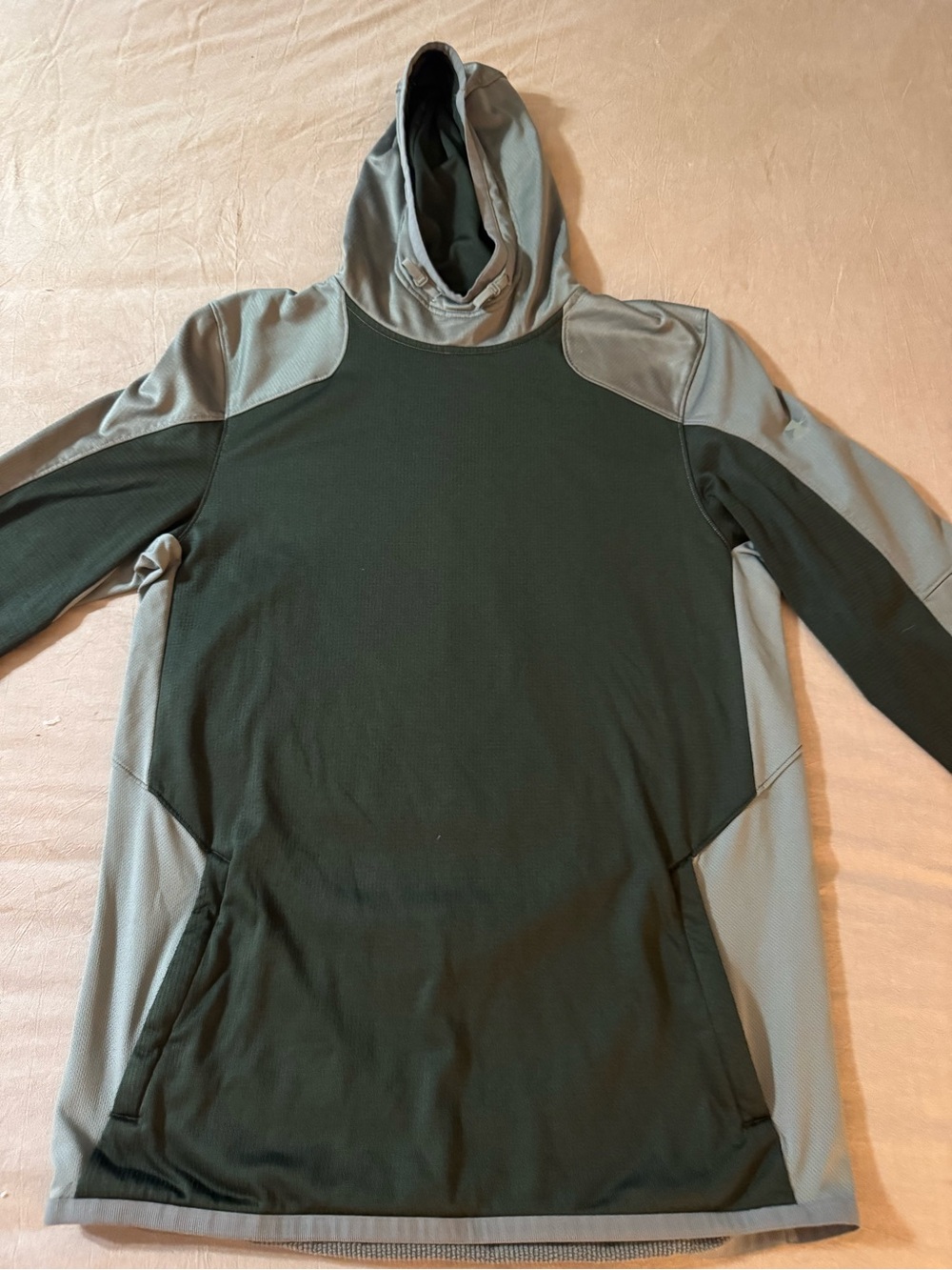 Under Armour Reactor Coldgear Two-Tone Green Hooded Pullover Sweatshirt Size M